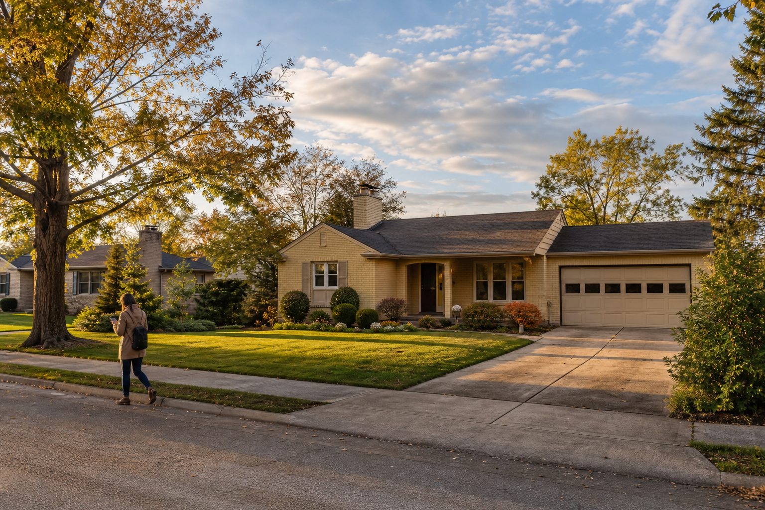 Allison Park suburban home with mature trees and autumn foliage, showing accessible neighborhood character attractive to remote workers.